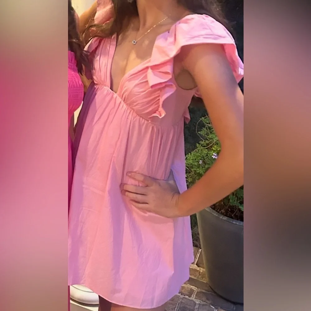 Pink Ruffled Women's Dress - Picture 4 of 4